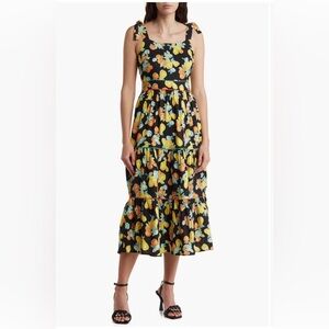 Floral Fruit Tie Strap
Organic Linen Blend Midi Dress